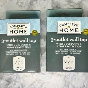 3-Outlet Wall Tap with USB Ports - White